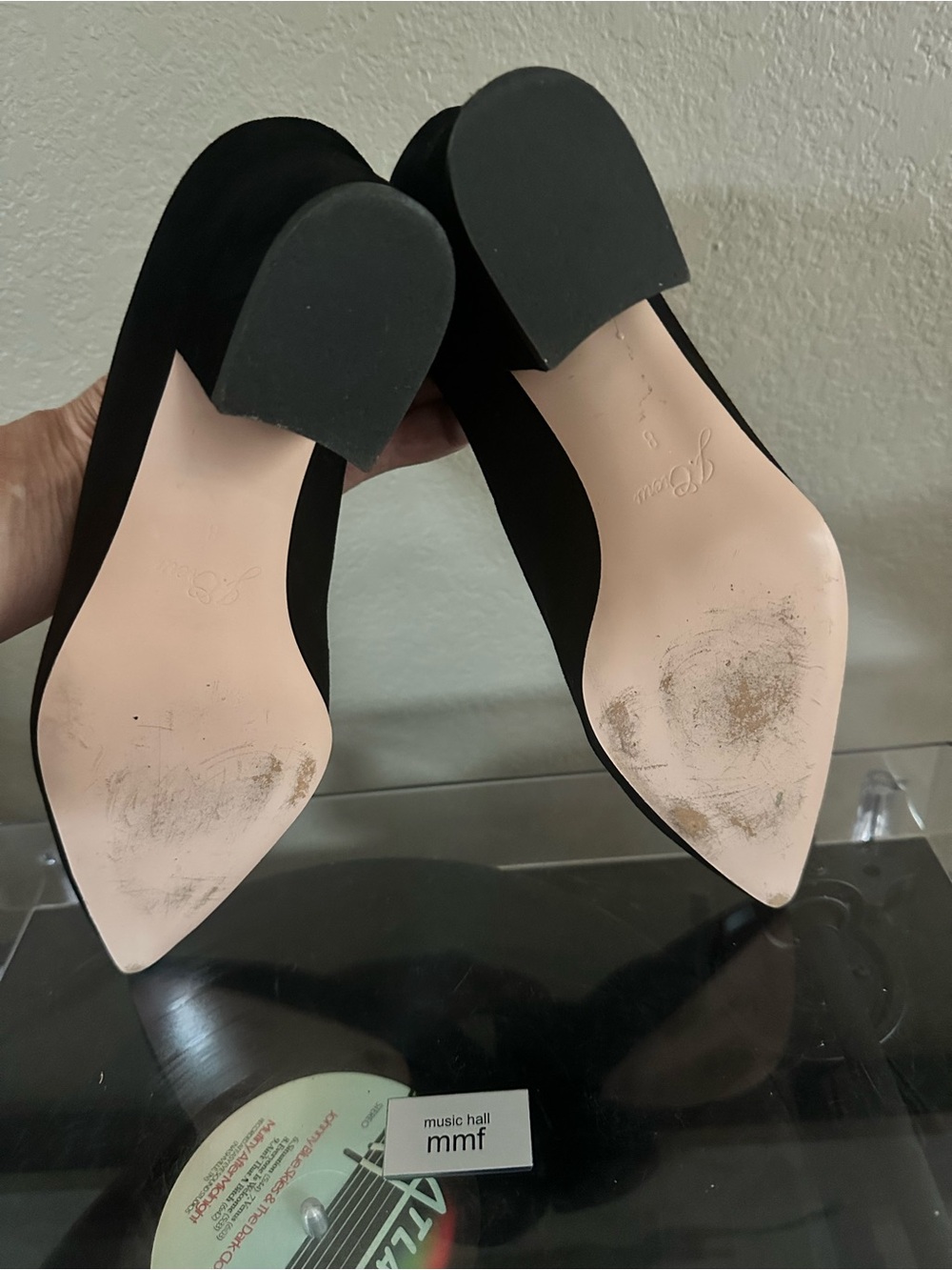 J. Crew Black Suede Pointed Block Heel Pumps - Picture 6 of 9